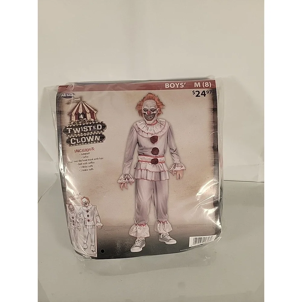 SIX piece Twisted Clown Halloween Costume‎ for Children Boys Size M 8 Rare
